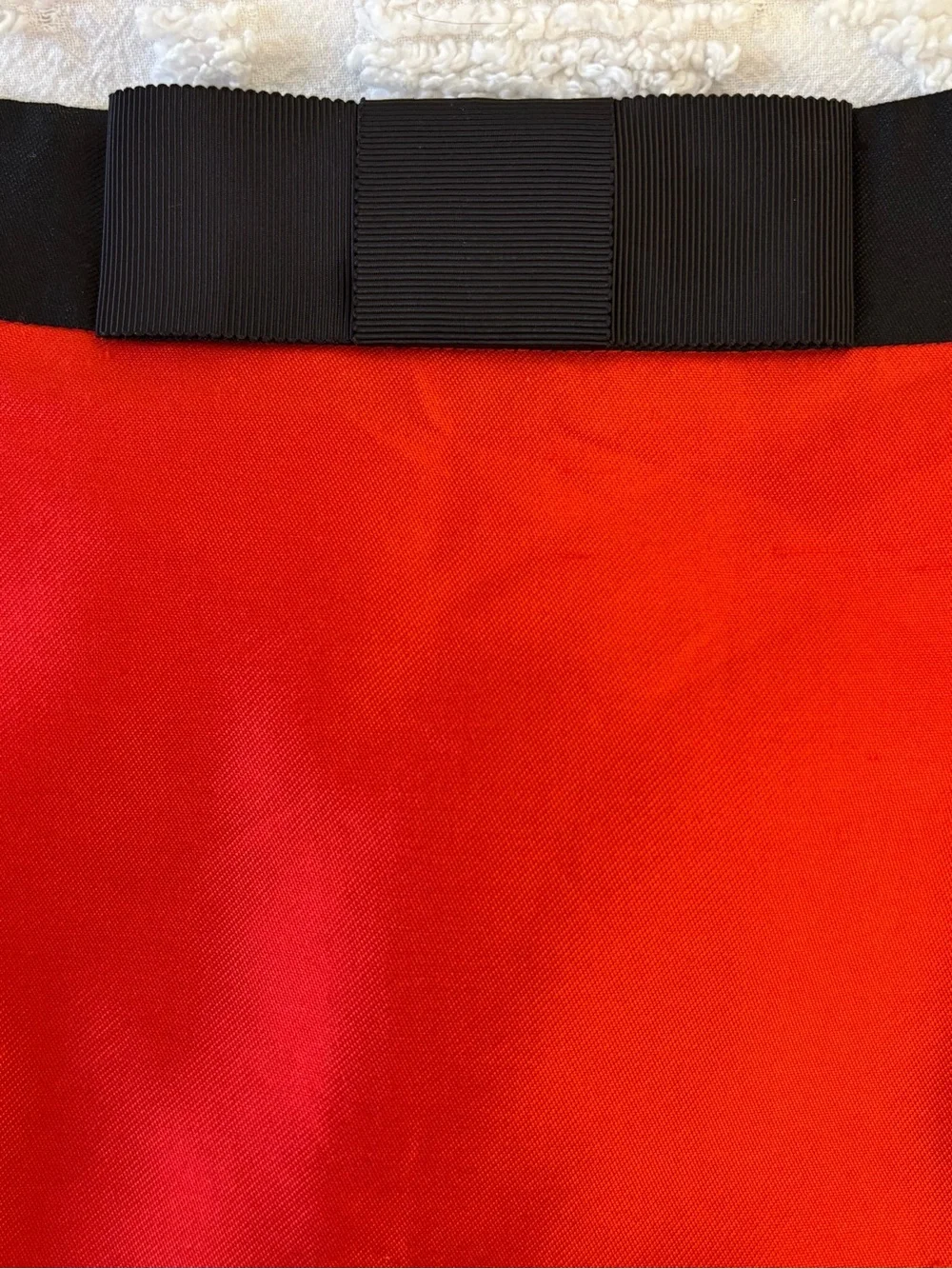 kate spade Skirt Silk Blend Red Pink Black Grosgrain Bow A-Line Pockets lined 12